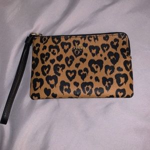 Coach small wristlet with cheetah print hearts